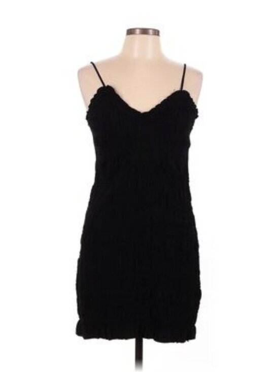 H&M Dresses & Skirts - H&M Black Smocked Bodycon Mini Dress M | Stretchy Ruched Cami Slip Dress